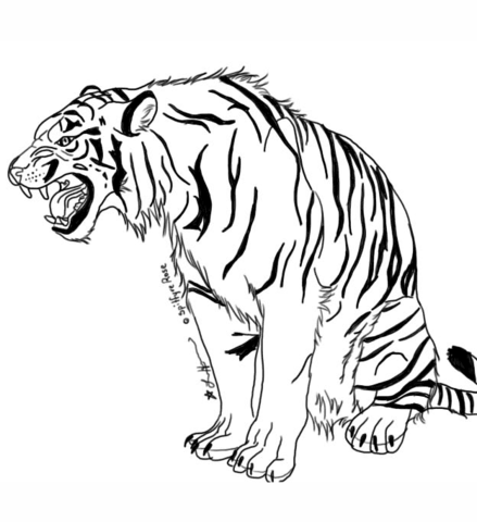 Snarling Tiger Coloring Page